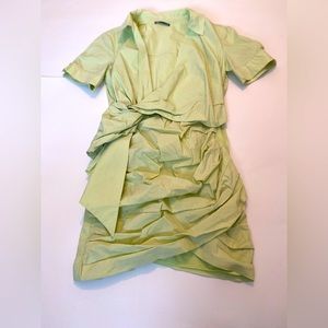 Zara Lime Green Short Sleeve Mini Shirt Dress-M